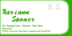 mariann sponer business card